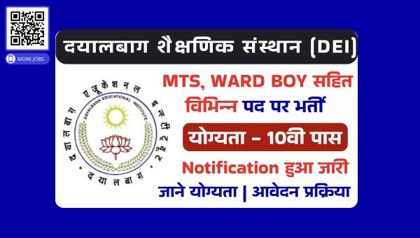 UP Education Institute MTS Vacancy 2025 : DEI में MTS समेत विभिन्न पदों पर भर्ती, 10वी पास होंगे योग्य
